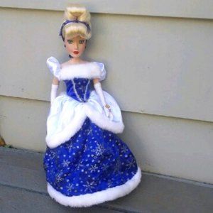 Porcelain Cinderella doll - beautiful blue dress - 14 inches tall